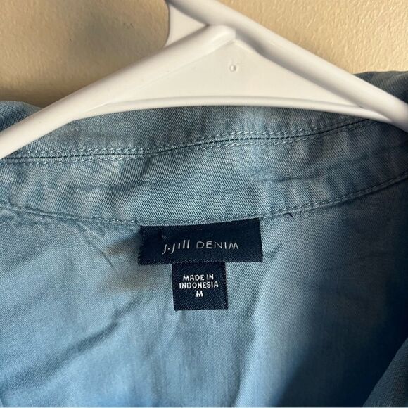 J Jill Denim Chambray Button Back Long Sleeve Blouse - Picture 4 of 6